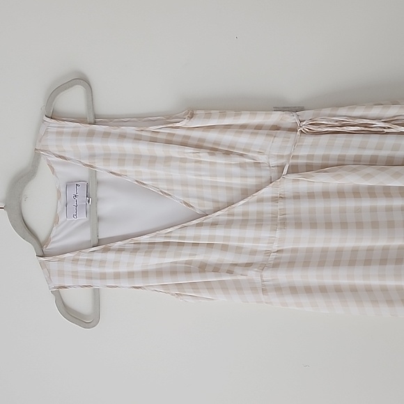 Charles Henry Gingham Ruffle Hem Wrap Sleeveless Midi Dress MP 21 - Picture 3 of 8